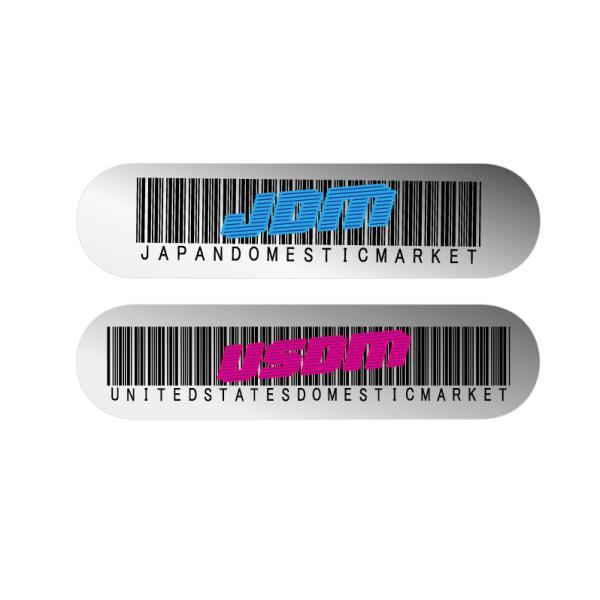 (シルバー) JDM/USDM ステッカー 2枚組 10cm バーコード 改造車 90’s ストリー...