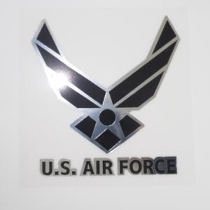 （ミラー）アメリカ空軍 ステッカー 10cm ミラーブラック U.S AIR FORCE アメリカン かっこいい 軍隊 空軍マーク｜mcmanaic