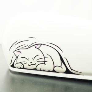 (透明) 覗く 白猫 大 23.5cm ステッ...の詳細画像3