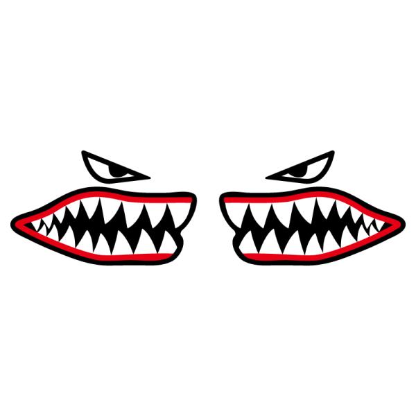 （切り離しタイプ） 4cm 汎用 ワンポイント かわいい ミニサイズ シャークマウス ステッカー