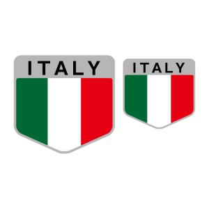 イタリア Italy 国旗ステッカー シルバー シール 2枚セット 携帯 キャリーケース 車 シールド シールドステッカー