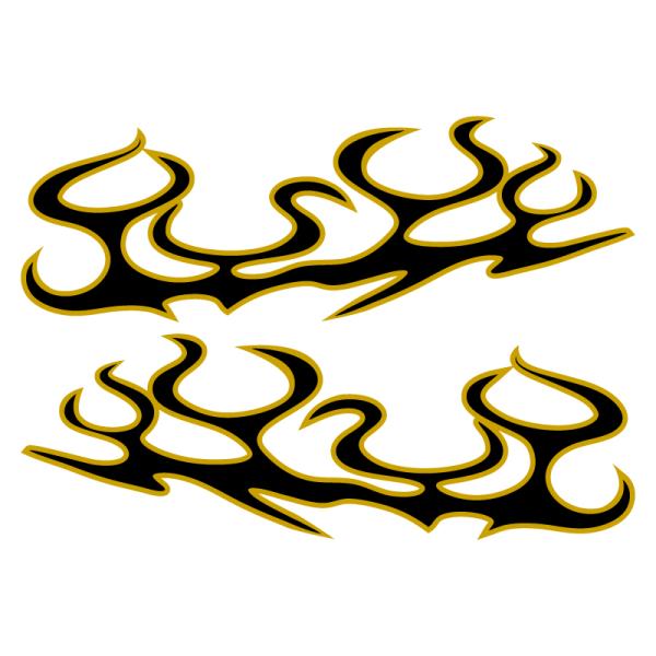 スレンダー フレイムス ステッカー 左右セット ゴールド ファイヤー デカール シール カスタム バ...