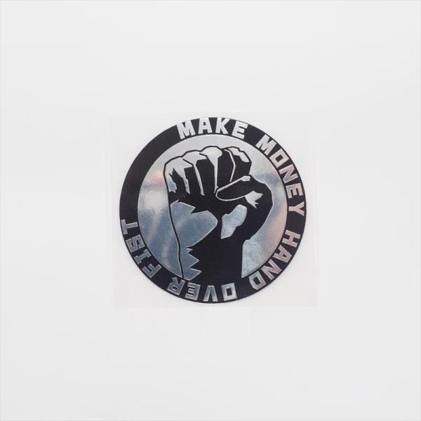 （ミラー）おもしろ名言ステッカー『ぼろ儲け』シルバー 5cm 1枚 フィスト（make money ...