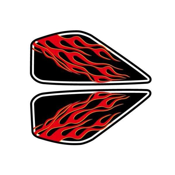 TW200用 タンク デカール ステッカー ファイヤーパターン黒 225