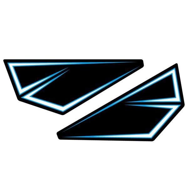 斬新グラフィックTW200/225タンクデカール シャープライン 黒/水色/白