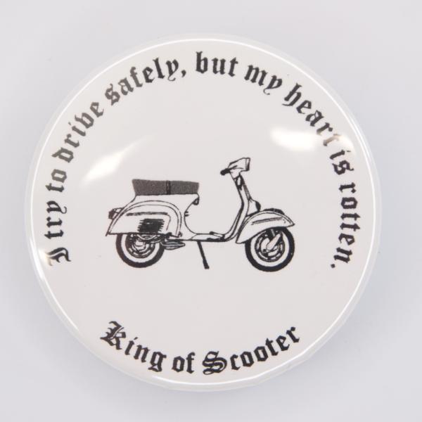 Button badge 40mm Scooter white 缶バッジ スクーター Vespa L...