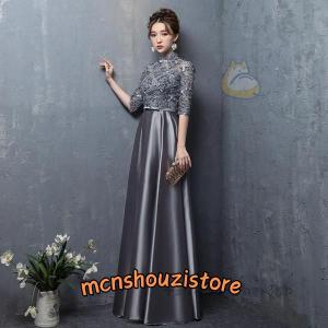 パーティードレス 結婚式 40代 20代 ロング 袖あり フォーマルドレス レースワンピース お呼ばれ 二次会 披露宴 謝恩会 上品 着痩せ シンプル 卒業式