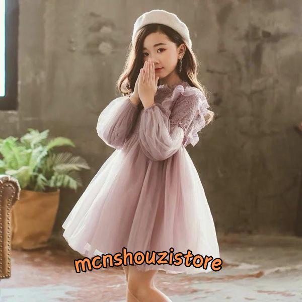 チュールワンピースキッズ子供ドレス長袖チュール女の子子供服こども服子ども服子どもプチプラ90cm10...