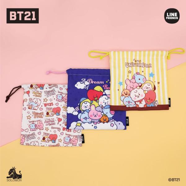 BTS 防弾少年団 BT21 公式グッズ  MOBILE POUCH モバイル ポーチ 巾着袋 きん...