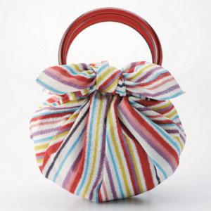 風呂敷 ふろしき むす美 70cm 綿 モダンガール いちごバッグ しましま マルチカラー 20451-204