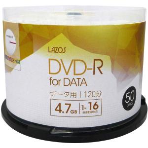 Lazos DVD-R 4.7GB for DATA 1-16倍速対応 1回記録用 ホワイトワイド印刷対応 50枚組 スピンドルケース入 L-DD50P｜mcodirect