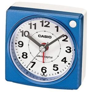 カシオ 電波時計 コンパクト 置時計 アナログ 目覚まし時計 旅行用 おしゃれな ブルー 青 (CL15JU31) アラビア数字 秒針 音がしない 静かな トラベルクロック