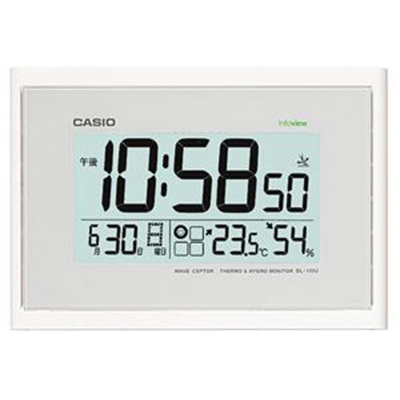カシオ 電波時計 壁掛け時計 デジタル 掛け時計 おしゃれな ホワイト 白(CL15JU46) 日付...
