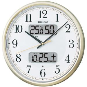 壁掛け時計 電波時計 デジタル アナログ 掛け時計 見やすい 大型液晶 日付 曜日 カレンダー 温度 湿度計 ライト付き セイコー SEIKO 秒針の音がしない 掛時計