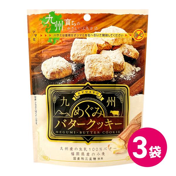 クッキー お茶菓子 九州 めぐみ バタークッキー 3袋セット 送料無料 焼菓子 お菓子 洋菓子