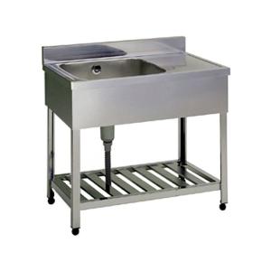 業務用 水切り台 作業台 バッグガード有 W60×D75×H85 N0363 新品 [組立式] 業務用 水切り付 1槽シンク（流し台） W750xD450xH800mm