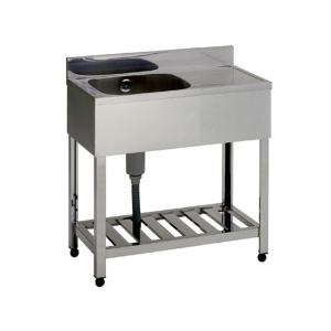 新品 [組立式] 業務用 水切り付 1槽シンク（流し台） W750xD450xH800mm (バック...