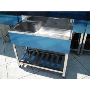 業務用 1槽シンク 幅680×奥450×高さ800+150(mm) 台付シンク 流し台 厨房機材 キッチン 手洗い場 厨房 一層シンク 1層 台付きシンク 大阪 新品 [組立式] 業務用 水切り付 1槽シンク（流し台） W900xD450xH800mm