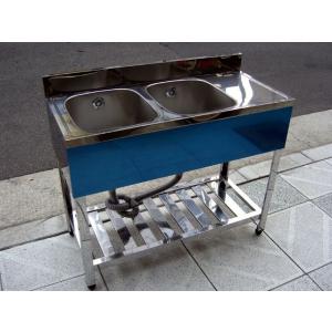 新品 [組立式] 業務用 水切り付 2槽シンク（流し台