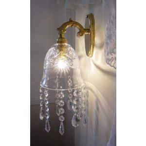 英国アンティークスタイルの小さな真鍮のウォールランプ＆クリスタルガラスのミニシャンデリアランプE