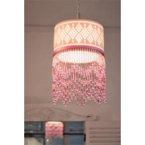 飾りビーズフリンジが素敵なレース柄陶器ランプシェードMFGA（モーブフラワーガーデン,シェード単品）