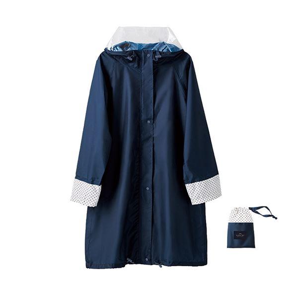 自転車 レインウェア 〔 OTONA プチドット 〕 フリーサイズ 収納ポーチ付き 雨具 カッパ