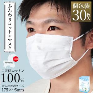 マスク 不織布 日本製 口元側 コットン 不織布マスク 個包装 30枚入り フィルター オメガプリーツ 大人用 普通サイズ ホワイト 岐阜県産 ミエストン /送料無料