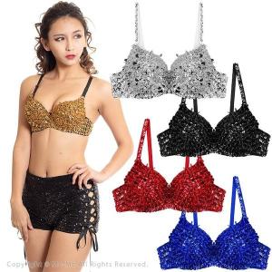 スパンコール ブラトップス ダンス 衣装 コスプレ (シルバー