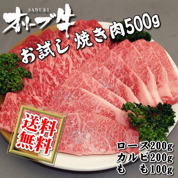 送料無料 和牛 オリーブ牛 おためし 肉、バーベキューセット 500g 国産 牛 焼肉 BBQ お試...