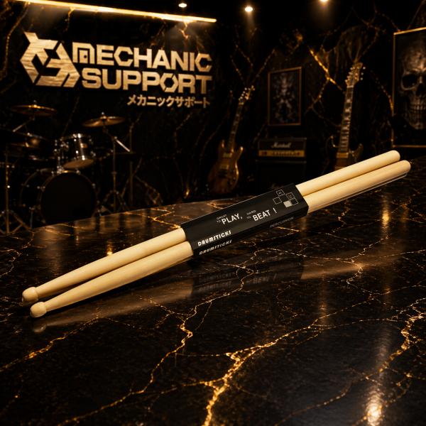MECHANIC SUPPORT 5A ドラムスティック 太さの重低音 軽くて手数の多いフィルインを...