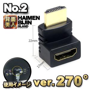 【No.2 ver.270°】HDMI 角度 変換 Ｌ型プラグ アダプター 金メッキ 新品 【背面美人】