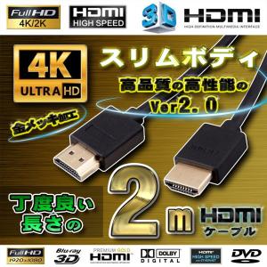 スリムボディ HDMIケーブル ２m 4K フルハイビジョン Ver2.0　ブラック｜mechanicspk