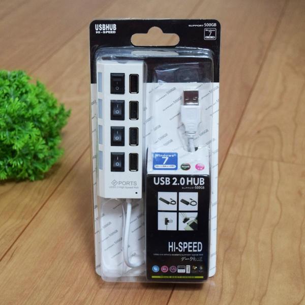 【化粧箱入り】【白】 LED付き USBハブ 4ポート 高速 USB接続 増設