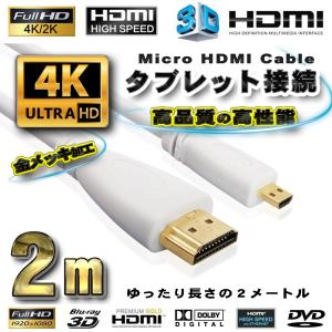 タブレット接続 HDMI - Micro HDMI 変換 HDMIケーブル 2m　ホワイト