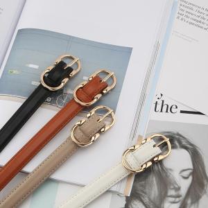 ベージュ】超軽量 レディース スリム ベルト GOLD-BUCKLE ゴールド