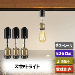 ダクトレール スポットライト 3個セット E26口金 LED電球付き エジソン