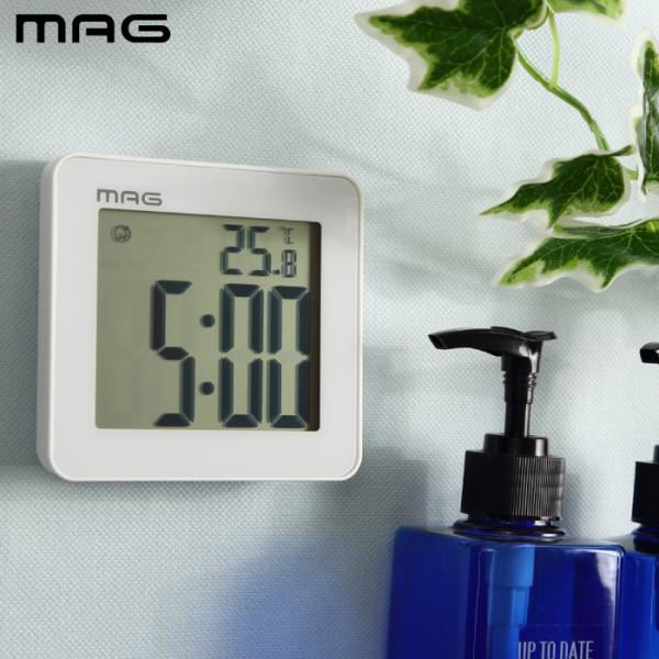 MAG 防塵 防滴タイマー 温度表示 タイマー デジタル 温度計 置時計 掛け時計 吸盤 時計 バス...