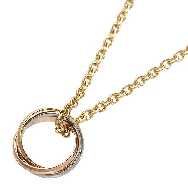 送料無料 本物 カルティエ ベビートリニティ ネックレス ペンダント 750 K18 スリーゴールド...