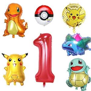 CrzPaiポケモンバルーン ゼニガメ ヒトカゲ風船 数字バルーン 記念日 バースデー 誕生日 二次会 子供の日 しちごさん パーティー飾り