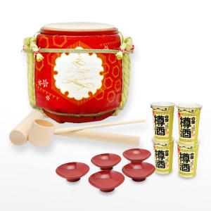 ミニ鏡開き樽酒セット 寿 高砂や (作：荻野丹雪) : 明治創業菰樽専門店