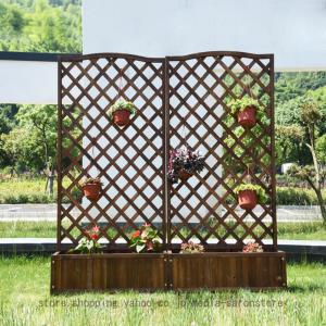 ラティスフェンス 木製 おしゃれ ナチュラル プランターラック アンティーク調 フラワースタンド シャビー フレンチ ホワイト 花壇 玄関 鉢植え 目隠し DIY