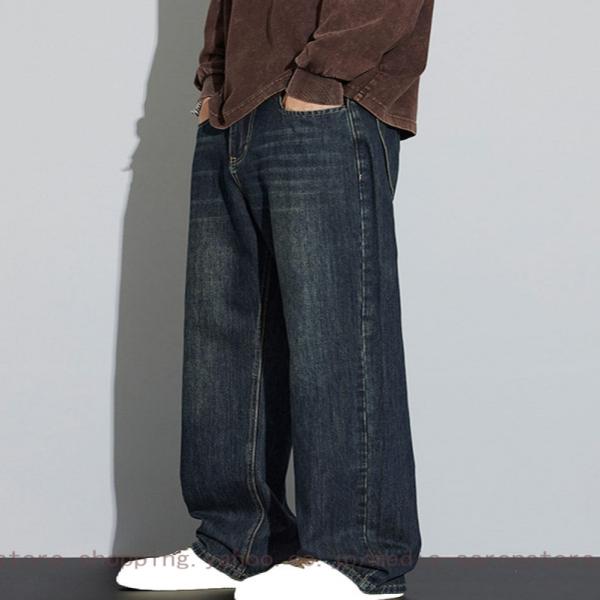 デニムパンツ メンズ ワイドジーパン ゆったり ワイド ルーズ 裏ボアパンツ ジーンズ Ｇパン カジ...