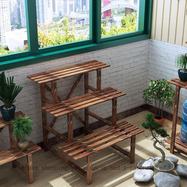 プランター台 花台 ナチュラル 天然木 ウッドデッキ 木製 自然 植木鉢おき プランター プラントス...