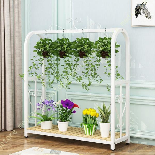 フラワースタンド プランタースタンド ベランダ ガーデンラック 吊り下げ式 花棚 鉄製 屋外 園芸ラ...