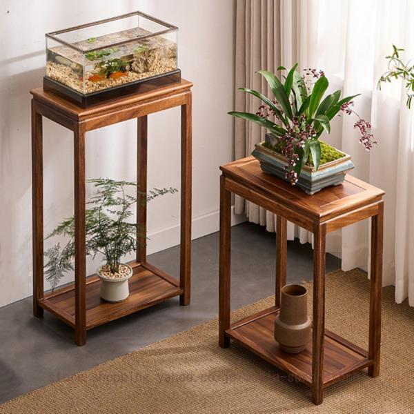 花台 鉢スタンド フラワースタンド 2層 堅固なほぞ構造 室内 ガーデンラック くるみの木 無垢材 ...