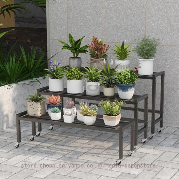 フラワースタンド 植物ラック キャスター付き 移動できる 観葉植物台 観葉植物 鉢置き スタンド 棚...