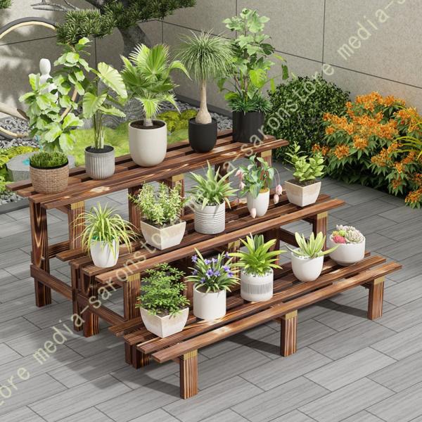 フラワースタンド 屋外 室内 プランタースタンド ガーデニング 観葉植物 棚 花台 木製 花置き棚 ...