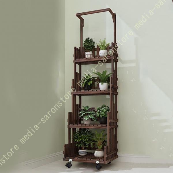 フラワースタンド 木製 プランタースタンド ガーデンラック フラワーラック 多肉植物ラック 天然木製...