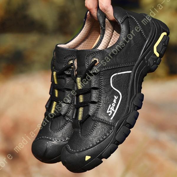 メンズ 革靴 レースアップブーツ 防水 防滑 秋 冬 痛くない 編み上げ アウトドア ローカット お...