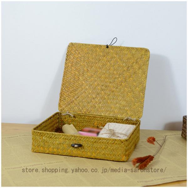 カワイイ フタ付き かご 収納 バスケット ボックス 田園風 柳藤 手編みバスケット かご バスケッ...